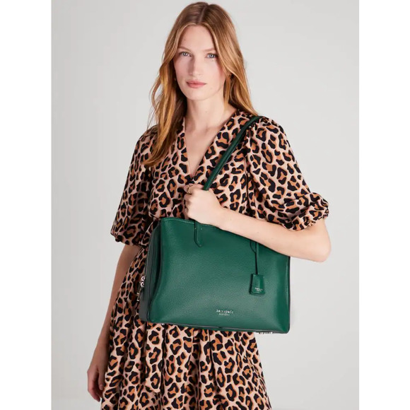 kate spade Handbags - Kate Spade Hudson Pebbled Leather Large Work Tote Arugula